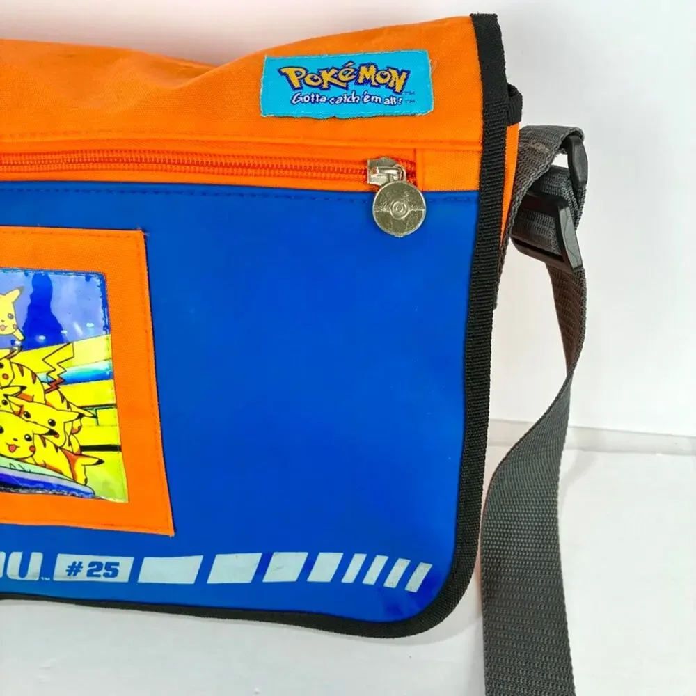 RARE Vintage 90s Messenger Bag Nintendo Pikachu Pokemon backPack Orange And Blue